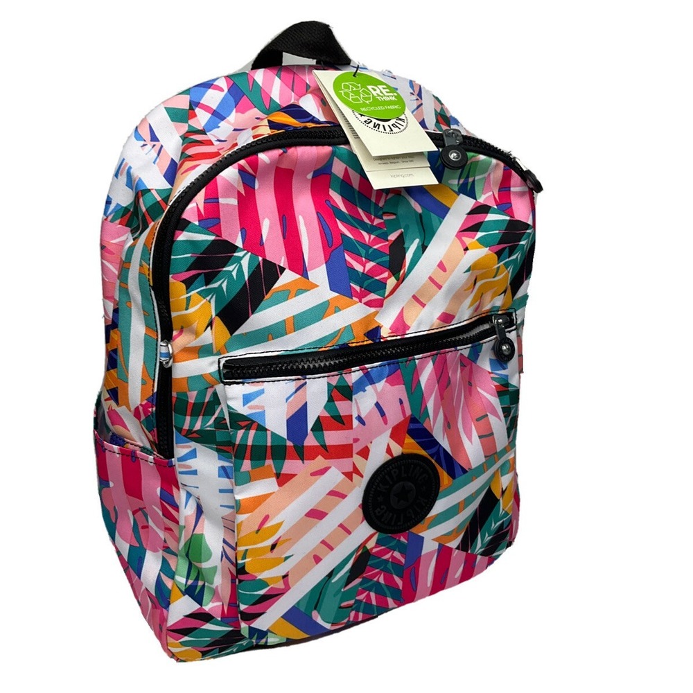 Kipling Chuwy Backpack Bookbag Tropical Patchwork Garden Book Bag Adjustable NWT
